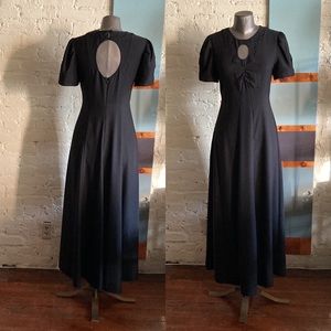 Alexa Chung Scallop Panelled black crepe maxi dress with cutouts NWT US size 6